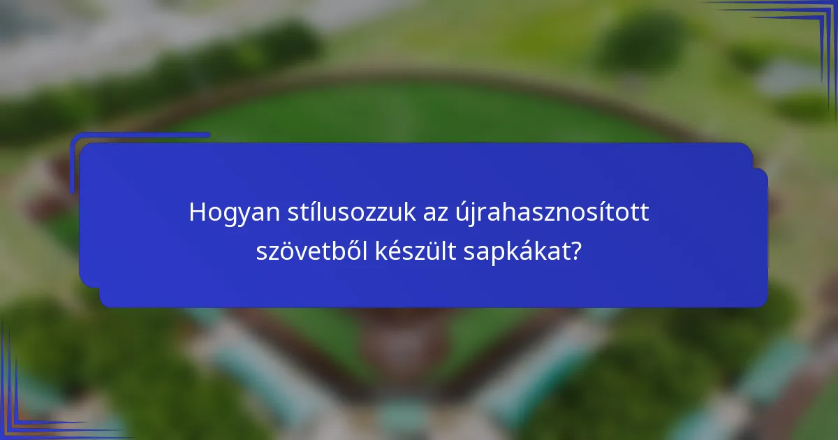 Hogyan stílusozzuk az újrahasznosított szövetből készült sapkákat?