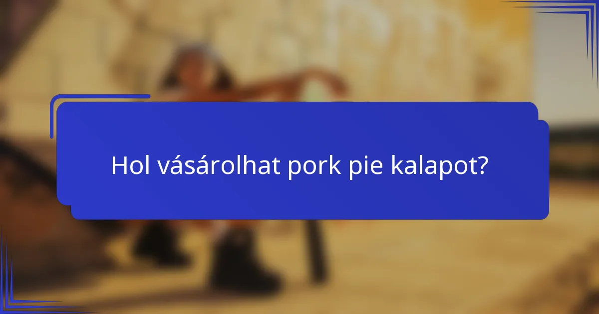 Hol vásárolhat pork pie kalapot?