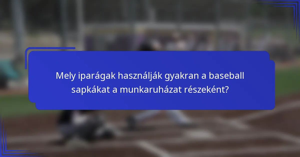 Mely iparágak használják gyakran a baseball sapkákat a munkaruházat részeként?