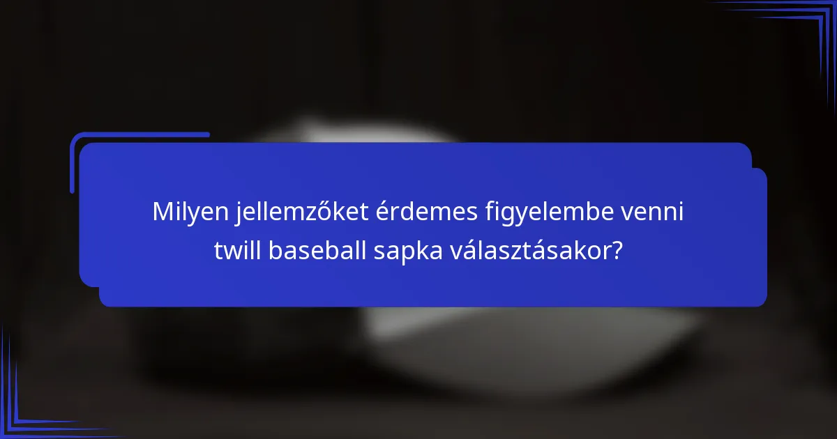 Milyen jellemzőket érdemes figyelembe venni twill baseball sapka választásakor?