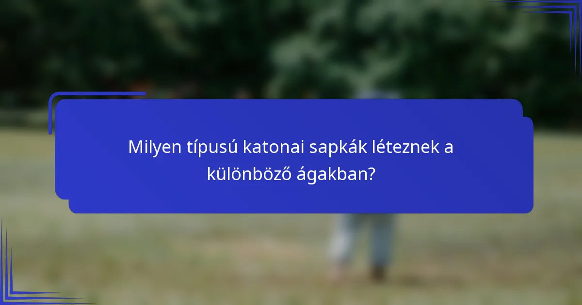 Milyen típusú katonai sapkák léteznek a különböző ágakban?